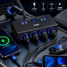 Разклонител за запалка с 4 гнезда, usb + type C 1657
