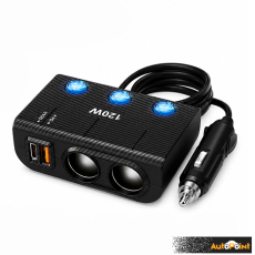 Разклонител за запалка с 2 гнезда, usb + type C 1659