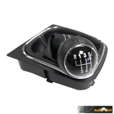 Топка за скоростен лост с маншон съвместима с VW Golf V / VI 03-12 с 6 скорости - бял конец