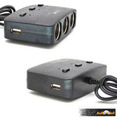 Разклонител за запалка 3-ка + 2 USB 1636