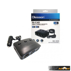 Разклонител за запалка 3-ка + 2 USB 1636