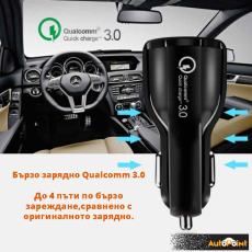 Универсално USB зарядно за кола Qualcomm 3.0 с два порта 1892