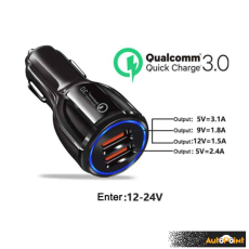 Универсално USB зарядно за кола Qualcomm 3.0 с два порта 1892