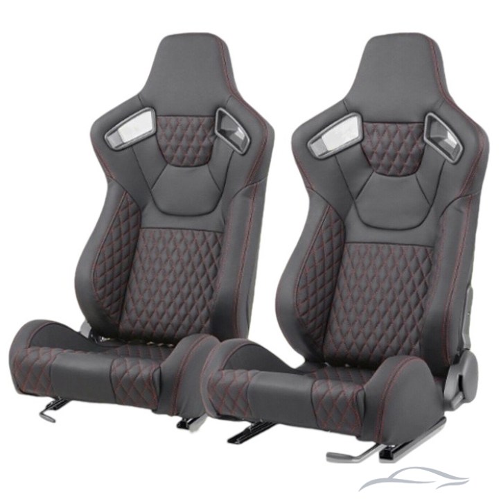 Спортни седалки за МПС - 9015 Черна с червен конец