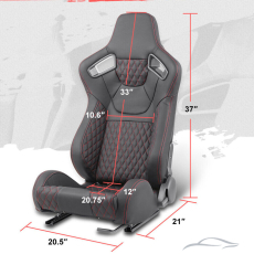 Спортни седалки за МПС - 9015 Черна с червен конец