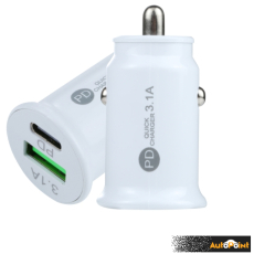 АДАПТЕР ЗА ЗАПАЛКА PG320 БЯЛ/ЧЕРЕН USB+TYPE C