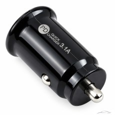 АДАПТЕР ЗА ЗАПАЛКА PG320 БЯЛ/ЧЕРЕН USB+TYPE C