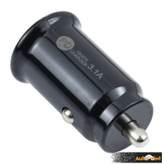 АДАПТЕР ЗА ЗАПАЛКА PG320 БЯЛ/ЧЕРЕН USB+TYPE C