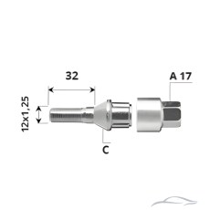 Външен секретен болт 12x1.25x32/C/A17 комплект