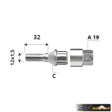 Външен секретен болт 12x1.5x32 /C/ A19 комплект