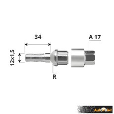 Външен секретен болт 12x1.5x34 /R/ A17 комплект