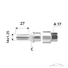 Външен секретен болт 14x1.25x27 /C/ A17 комплект