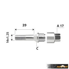 Външен секретен болт 14x1.25x39 /C/ A17 комплект