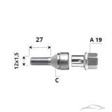 Вътрешен секретен болт 12x1.5x27 /C/ A19 комплект