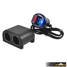 Разклонител за запалка с 2 гнезда, USB порт и волтметър