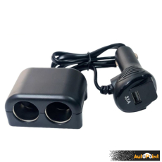Разклонител за запалка с 2 гнезда, USB порт и волтметър